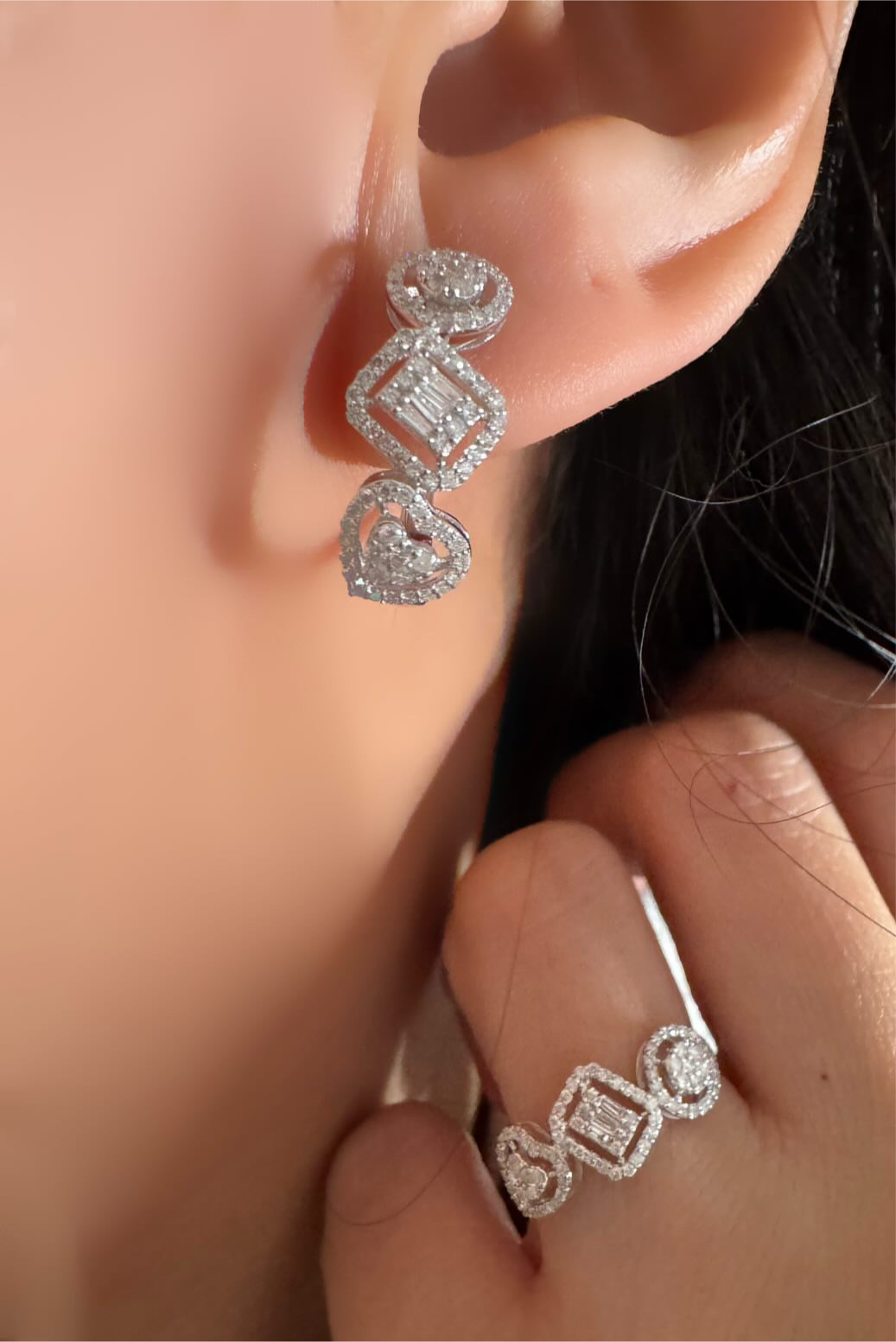 heart emerald round shape illusion set