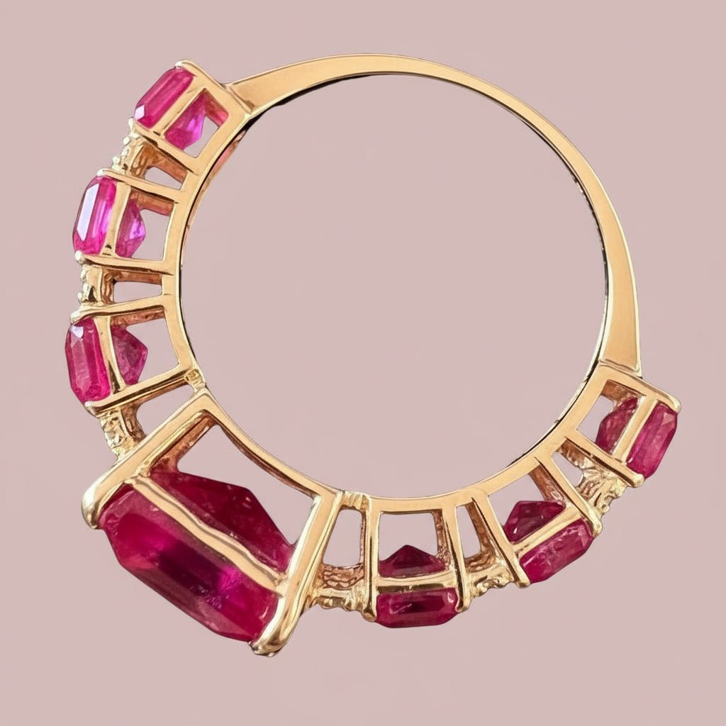 Emerald Cut Ruby with Natural Diamonds