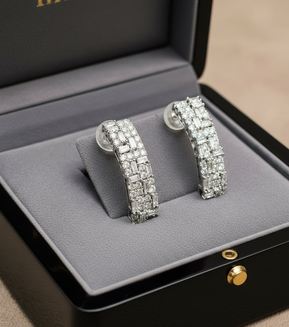 Half Loop Diamond Earrings