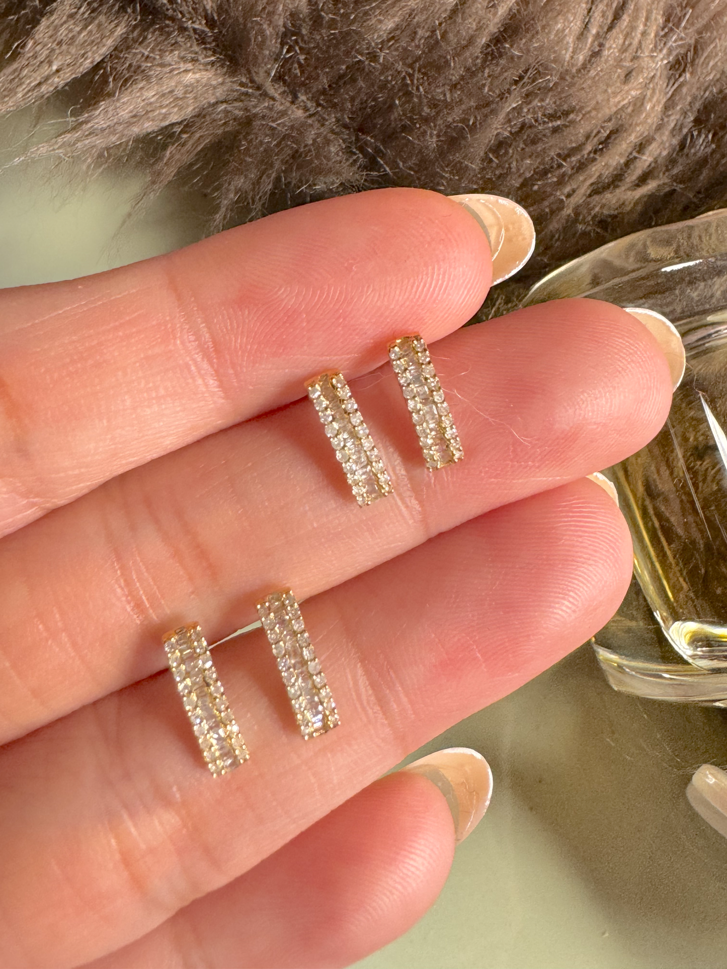 Baguettes half loop earrings