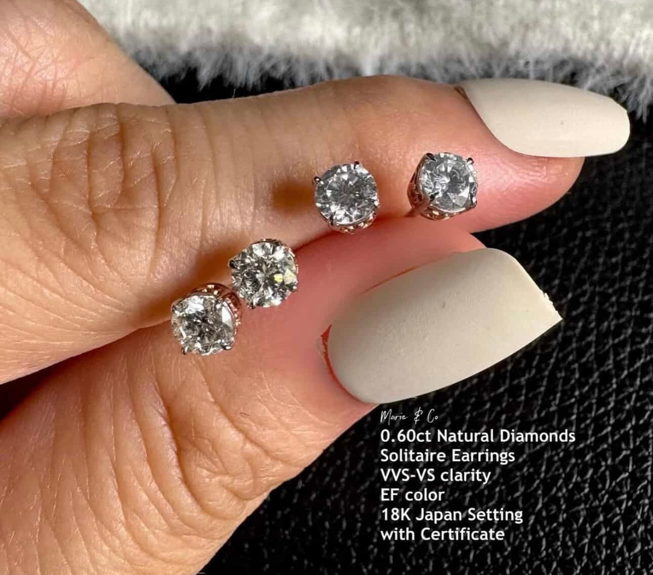 solitaire studs 0.60ct