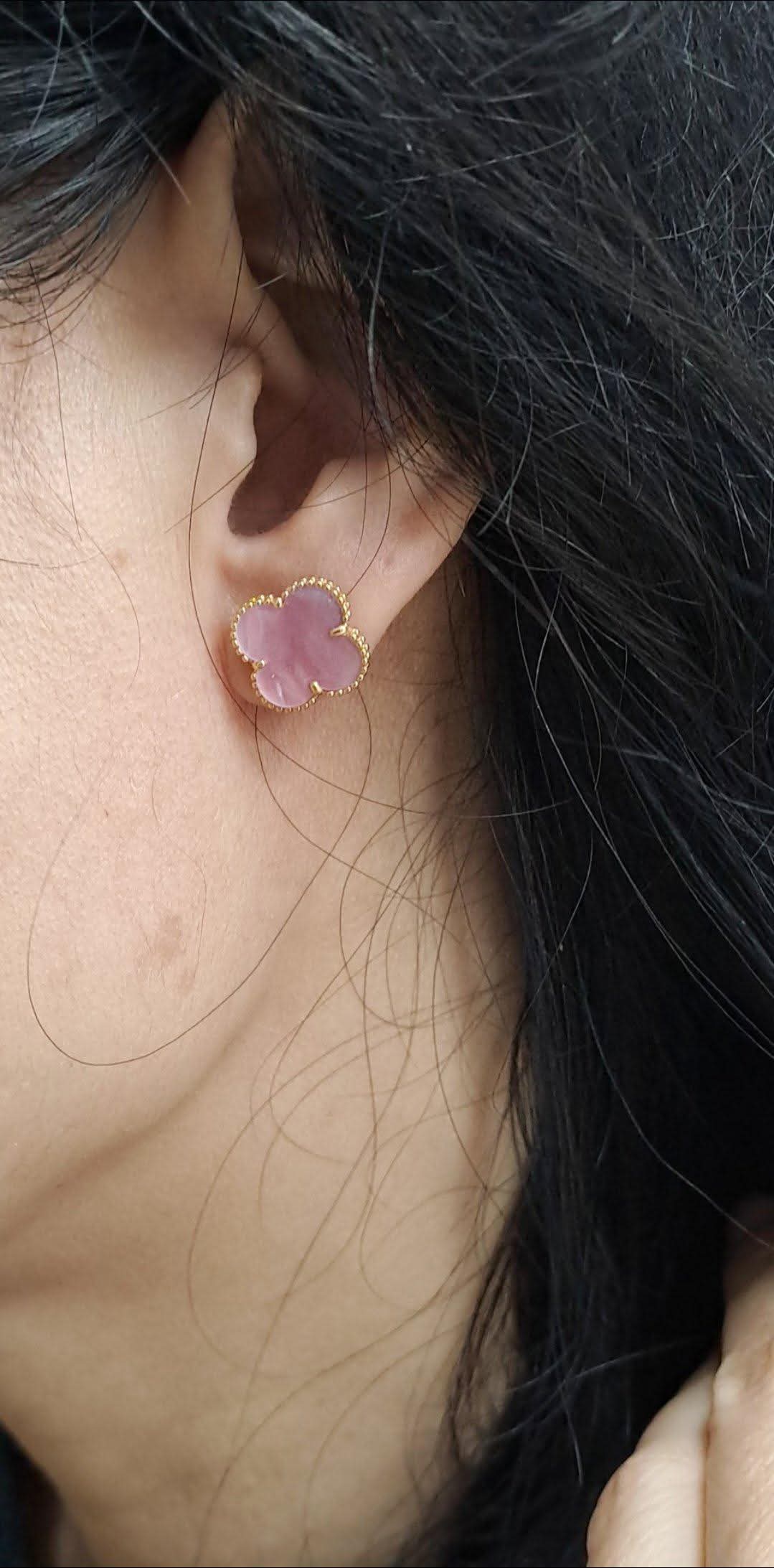 clover pink earrings 18K