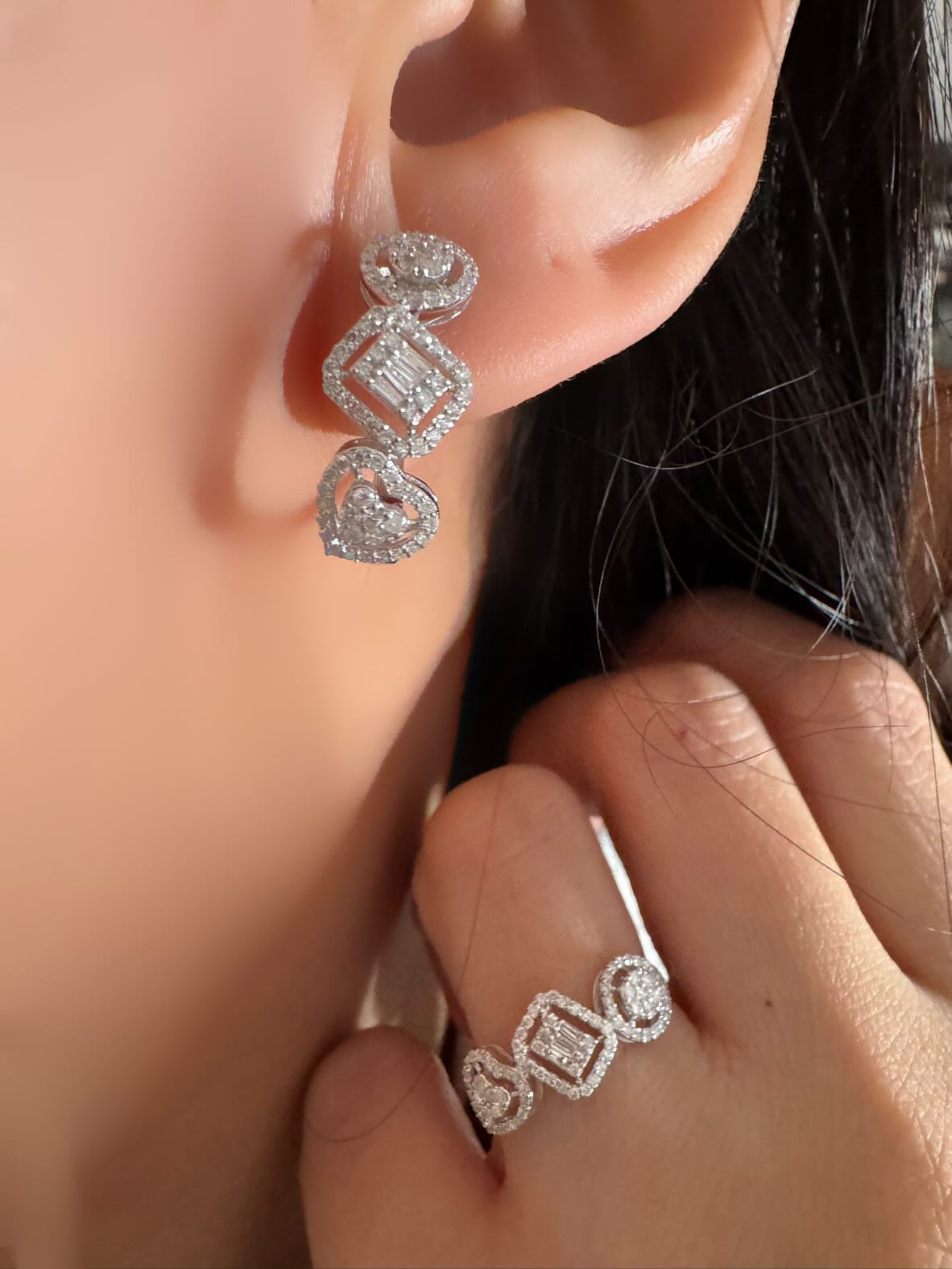 heart emerald round shape illusion set