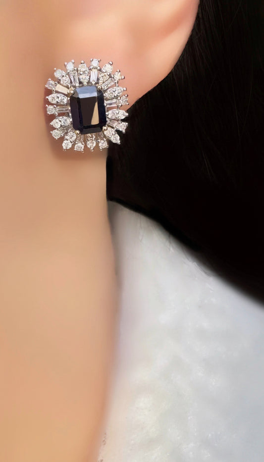 Sapphire Earrings with Natural dia