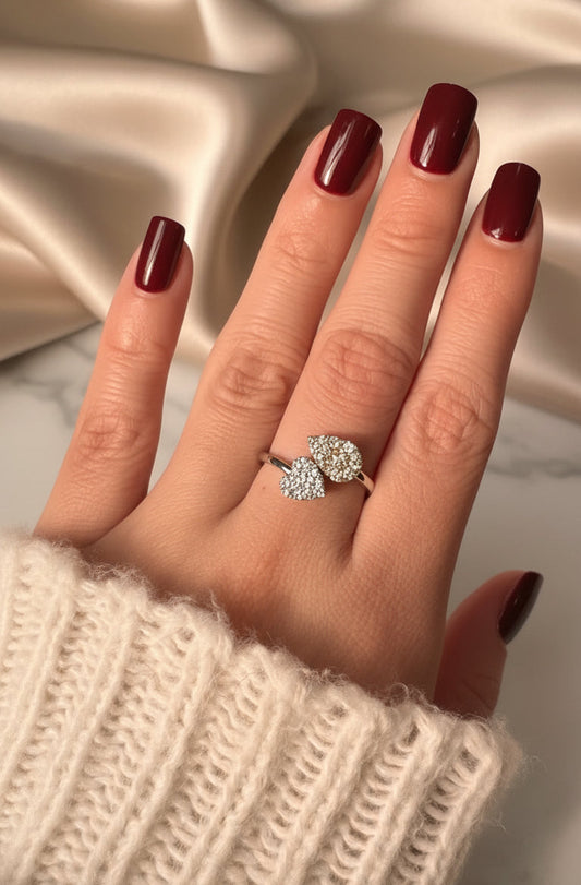 Heart Leaf overlap ring