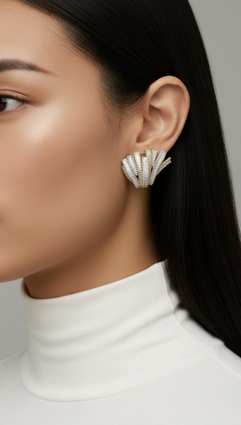 Peacock Baguettes Dia Earrings