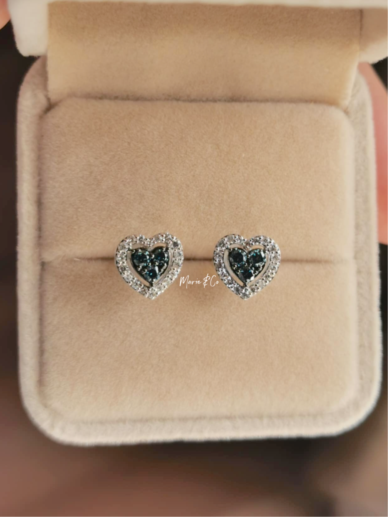 Heart Sapphire with Diamond Earrings