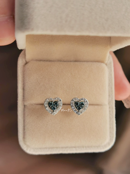 Heart Sapphire with Diamond Earrings