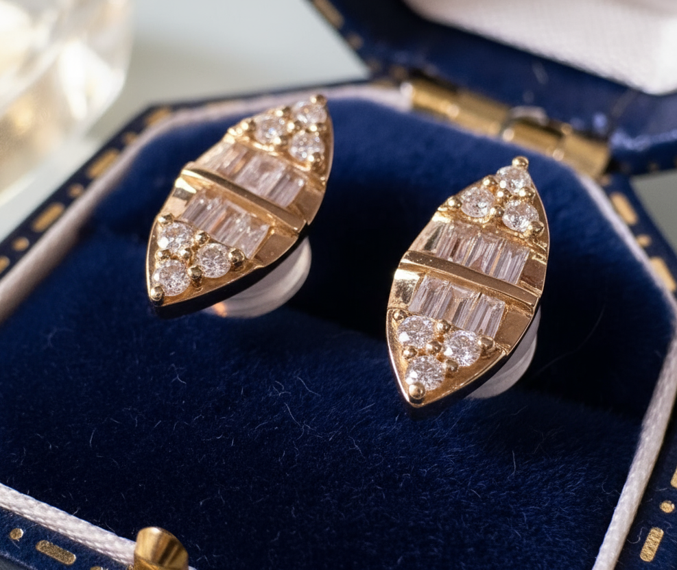Marquise illusion Studs YG