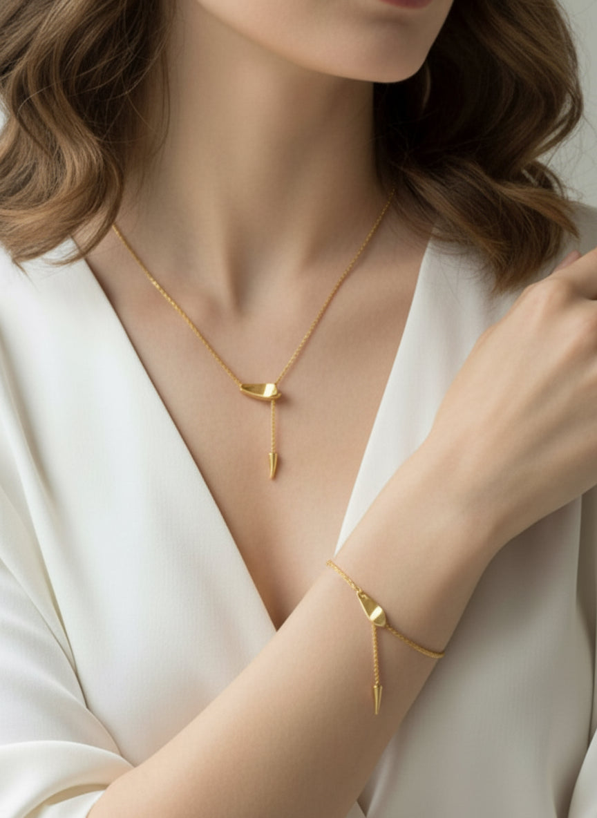 Elegant Snake Drop Necklace & Bracelet