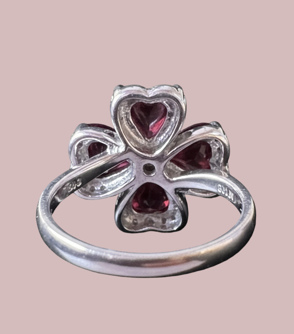 Tourmaline Flower Ring with Natural Diamonds