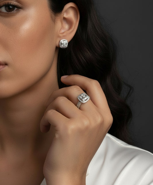 Elegant Square Halo Set
