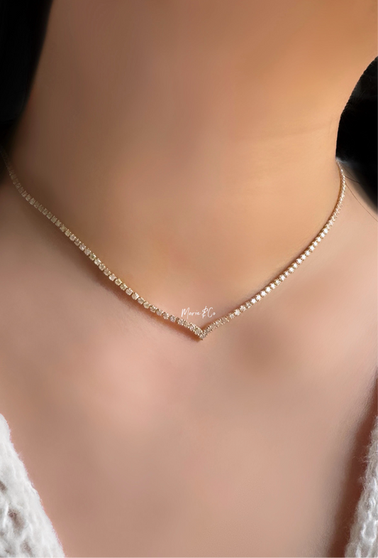 V Tennis Necklace