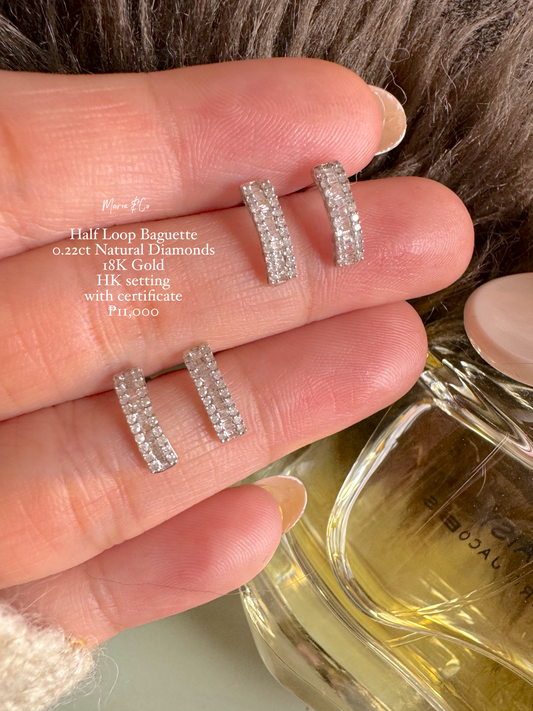 Baguettes half loop earrings