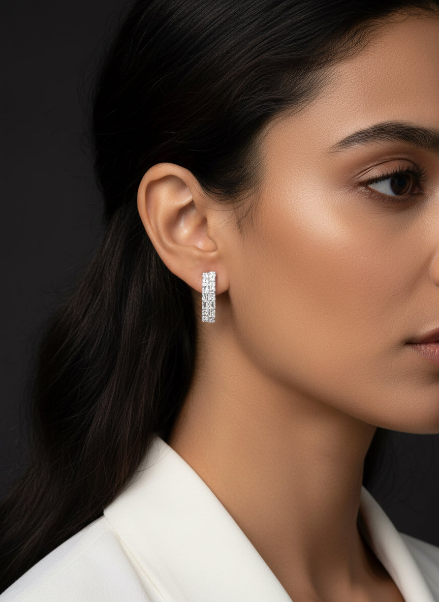 Half Loop Diamond Earrings