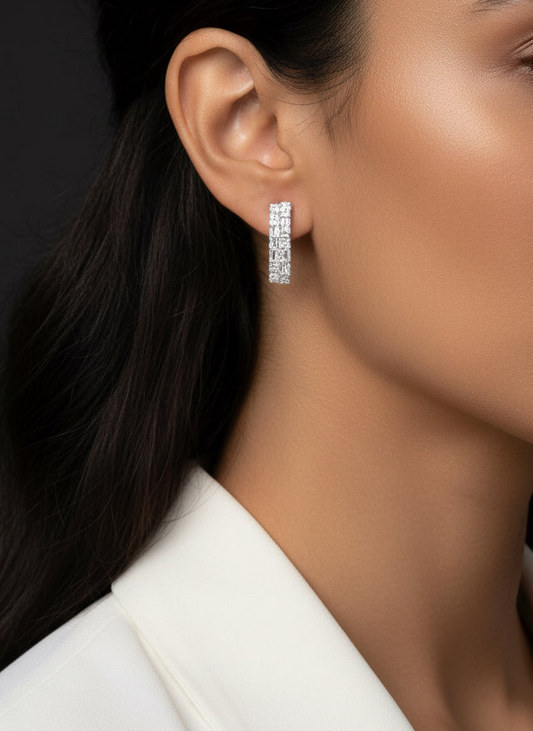 Half Loop Diamond Earrings