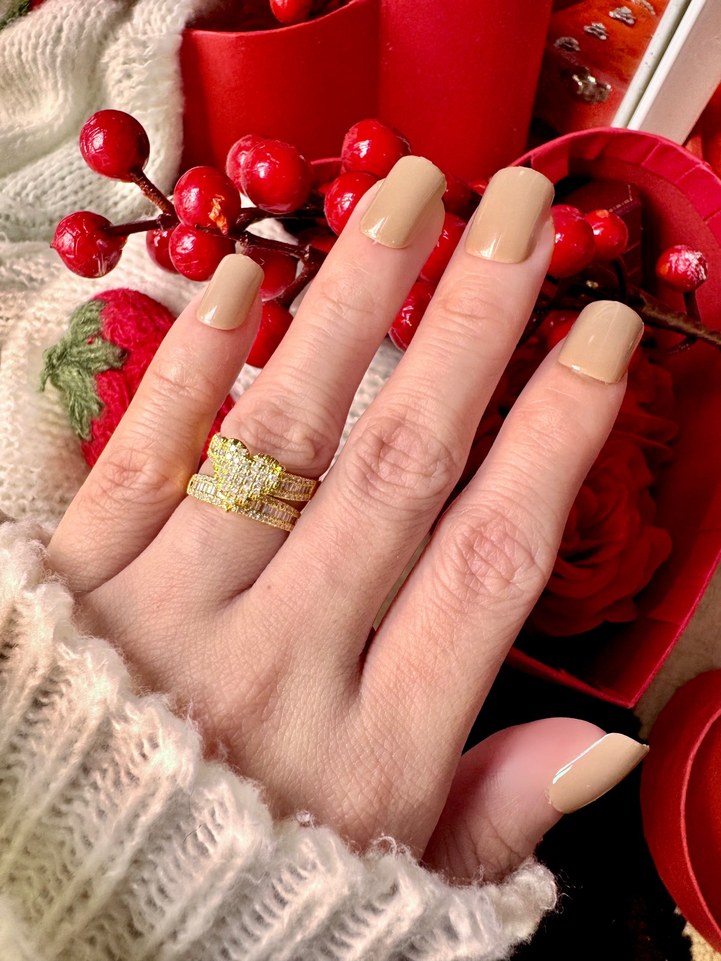 Heart Ring with Half Eternity Baguettes