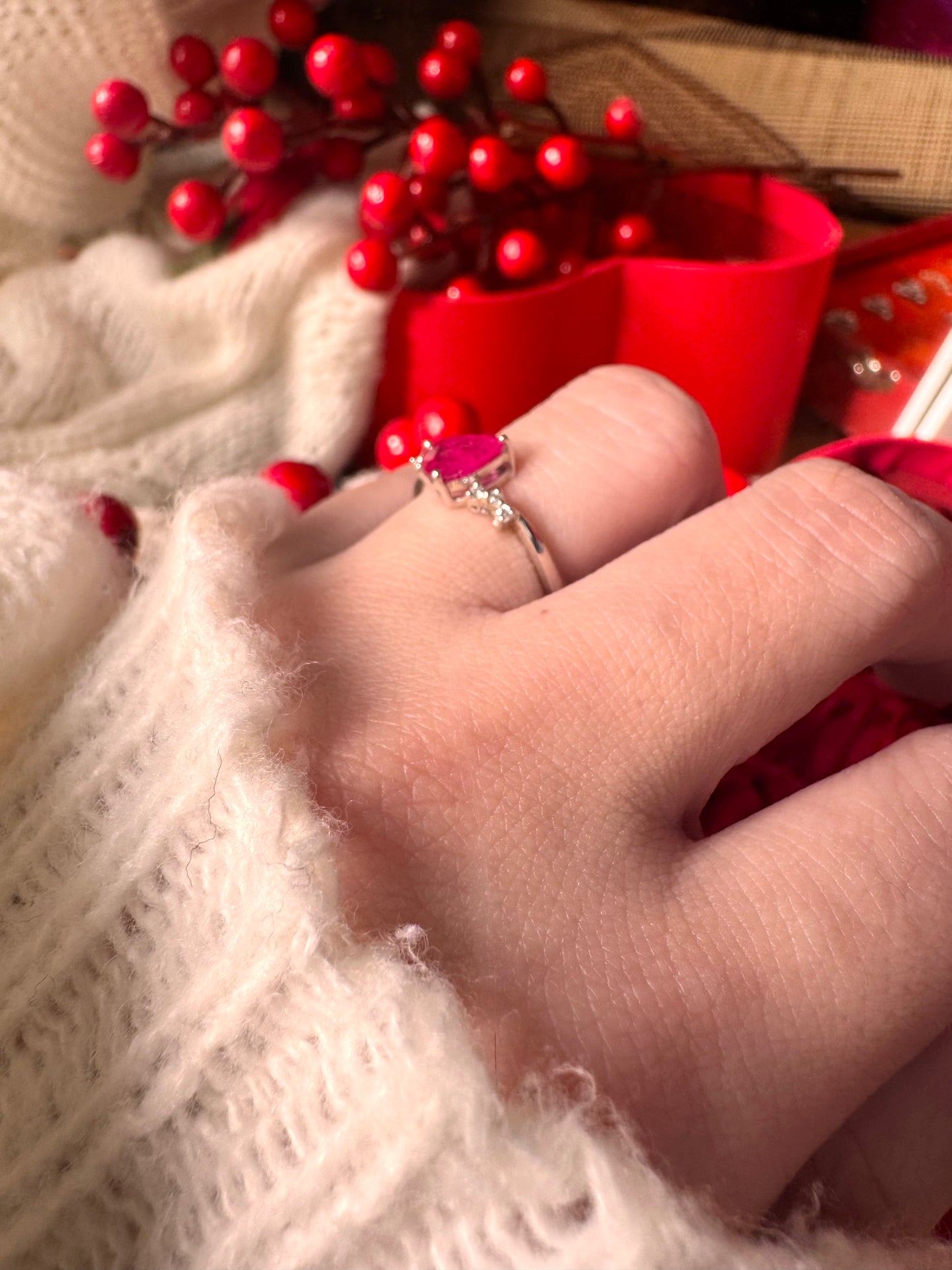 Pear Shaped Ruby with Diamonds