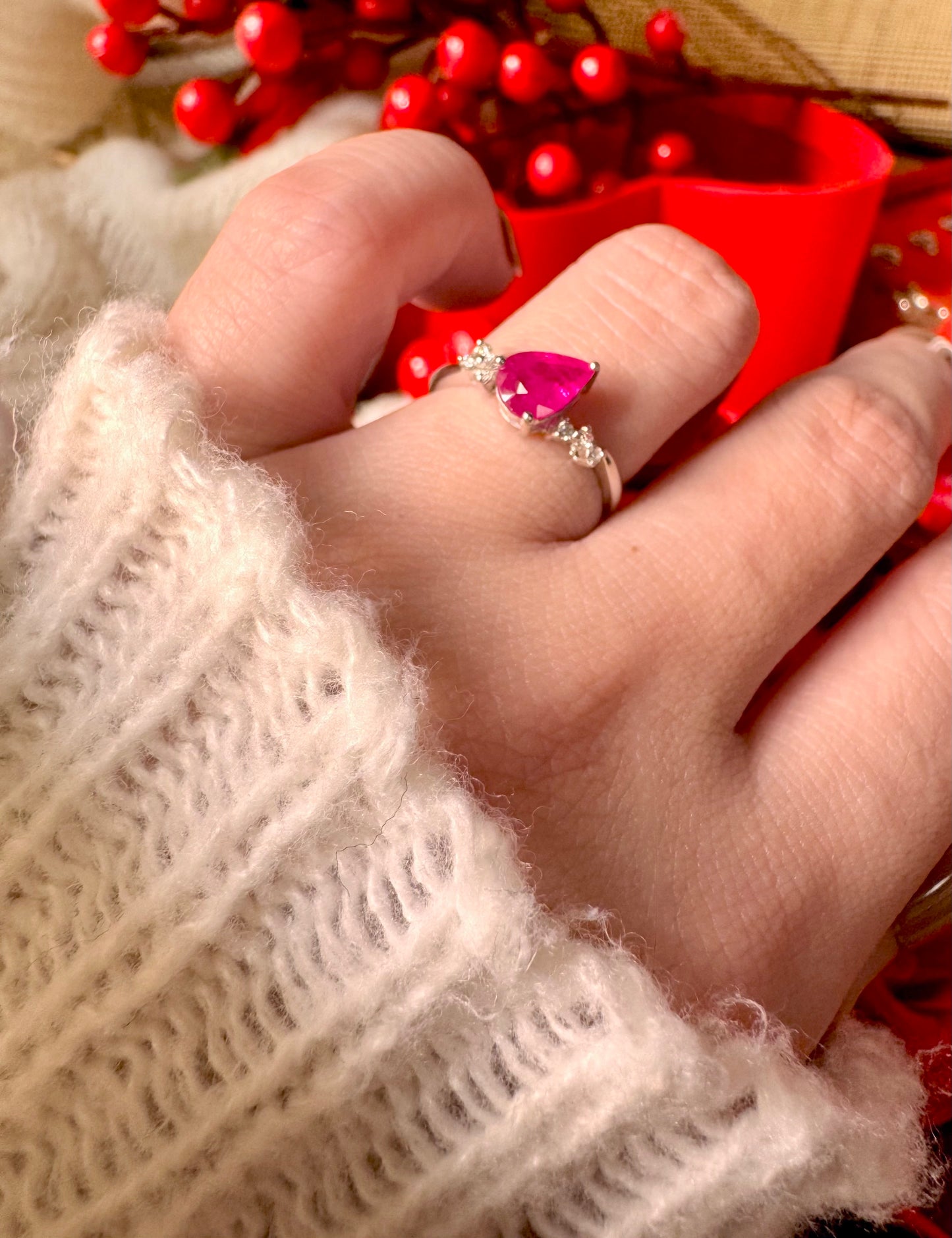 Pear Shaped Ruby with Diamonds