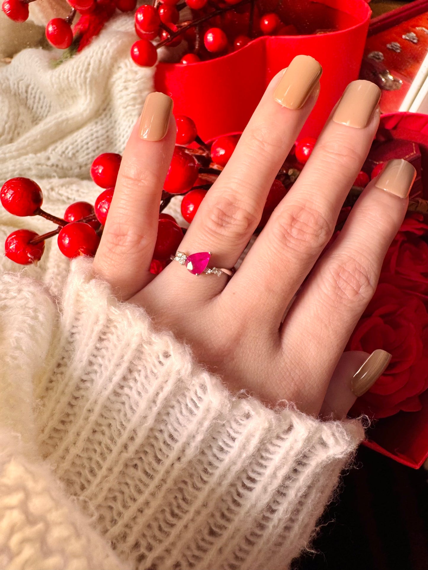 Pear Shaped Ruby with Diamonds