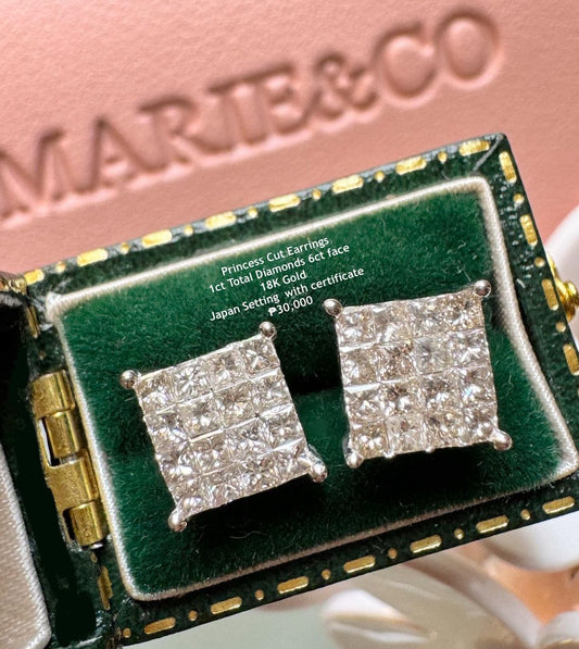 Princess cut earrings