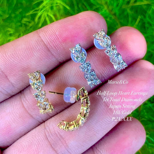 Heart half loop earrings
