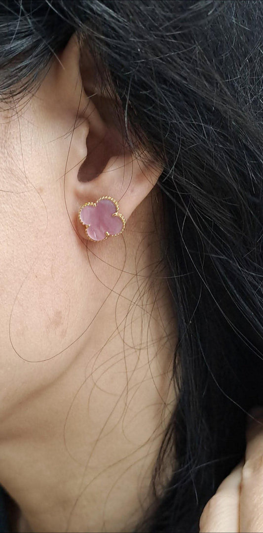 clover pink earrings 18K