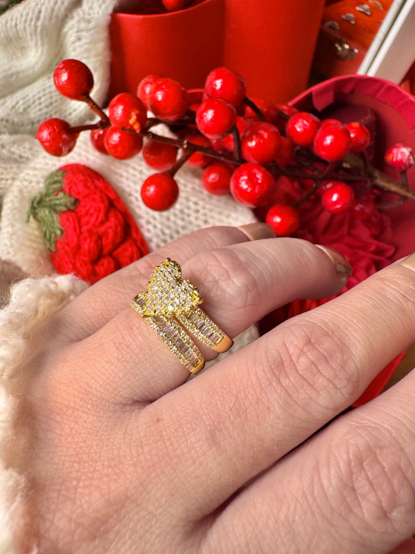 Heart Ring with Half Eternity Baguettes