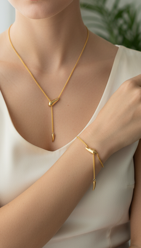 Elegant Snake Drop Necklace & Bracelet