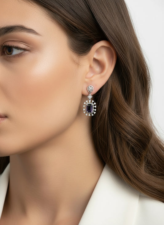 Iolite dangling with natural diamonds