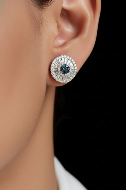 Round Blue 
Diamond Earrings