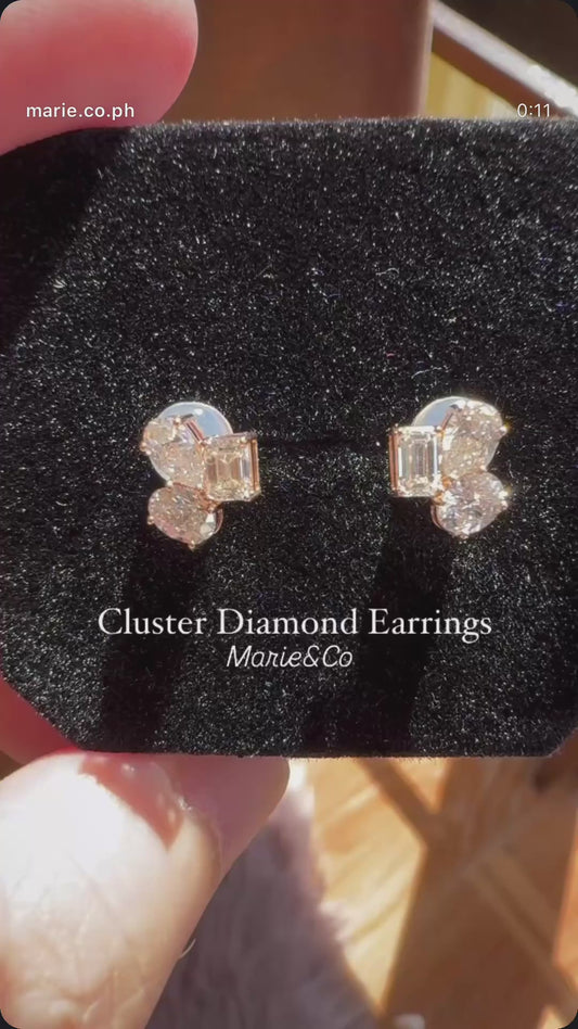 cluster earrings 1.10ct natural dia 18K rose gold