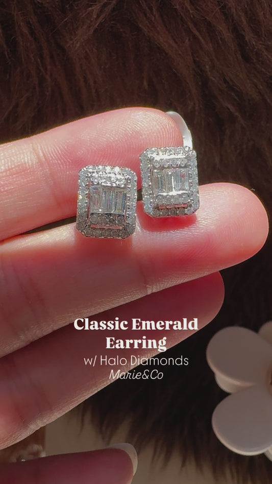 Classic Emerald Earrings w/ halo dia
